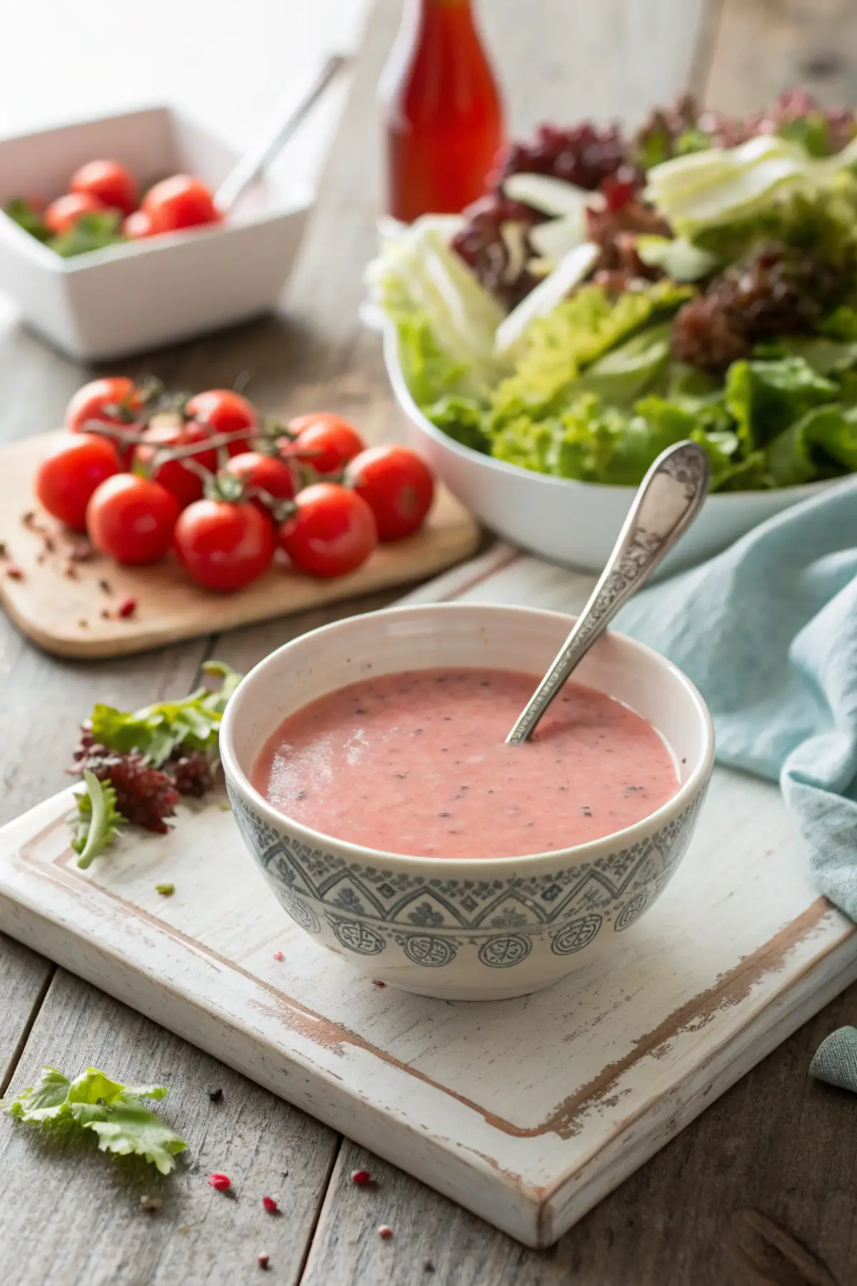 Pink Salad Dressing in Bowl