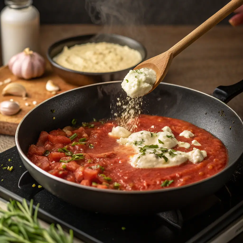 Cooking Italian pink sauce step by step