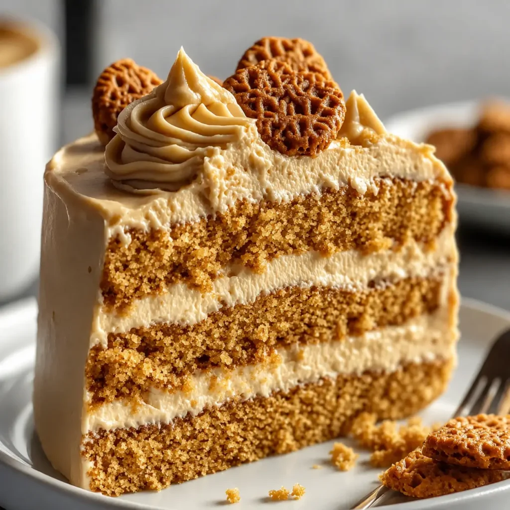 Biscoff Cookie Butter Cake – The Homemade Cake Everyone Falls in Love With 4 Slice of Biscoff Cookie Butter Cake served with coffee.